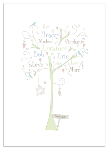 Personalised Family Tree 'Elm' Design