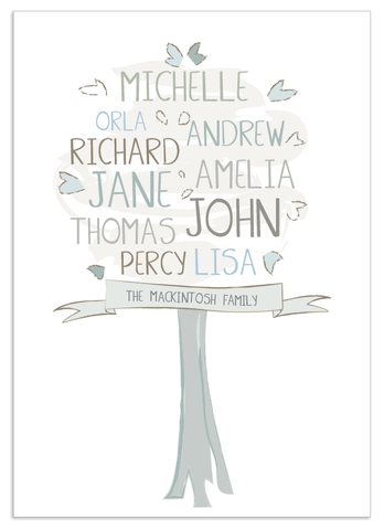 Personalised Family Tree 'Ginko' Design
