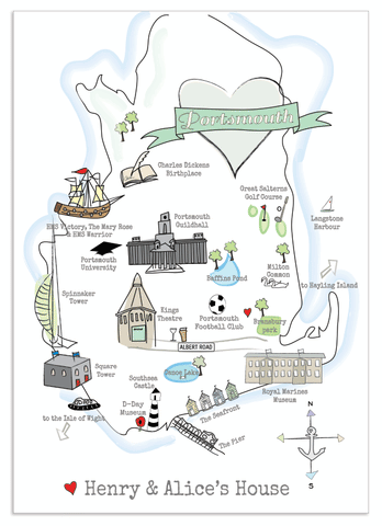Personalised Map of Portsmouth in Full Colour