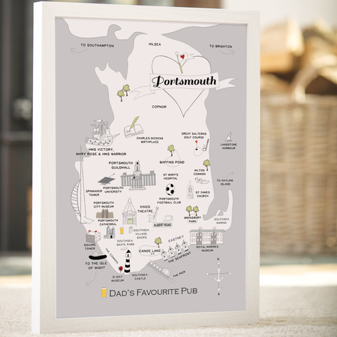 Personalised Portsmouth 'Favourite Pub' Map