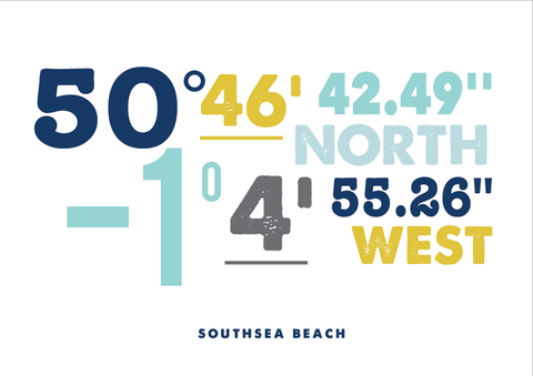 Southsea Beach Coordinates Print